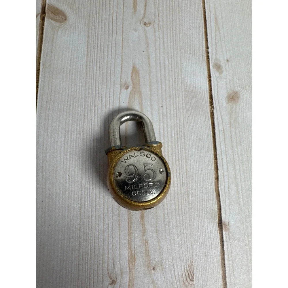 Vintage Walsco No 95 Mini Padlock Milford Conn Brass Warded Lock